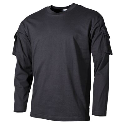 Koszulka taktyczna z panelem VELCRO i kieszenią na rękawie BLACK