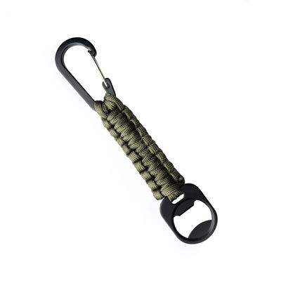 Brelok PARACORD z karabińczykiem i otwieraczem do butelek GREEN
