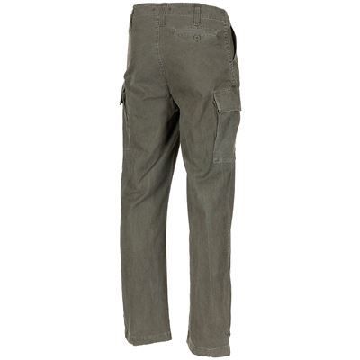 Spodnie BW w stylu moleskin, prane STONEWASHED ZIELONE