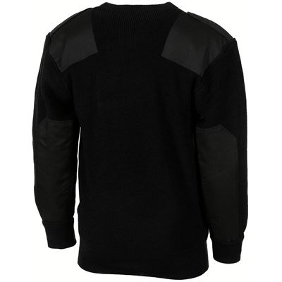 Sweter BW z kieszenią na piersi i naszywkami na ramionach CZARNY