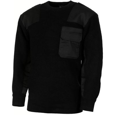 Sweter BW z kieszenią na piersi i paskami na ramionach BLACK