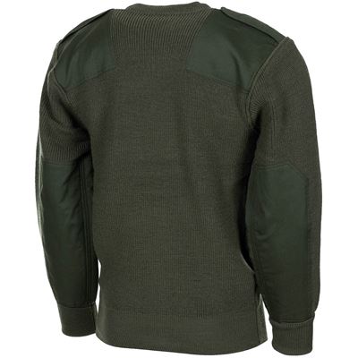 Sweter BW z kieszenią na piersi i naszywkami na ramionach ZIELONY