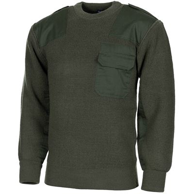Sweter BW z kieszenią na piersi i paskami na ramionach GREEN