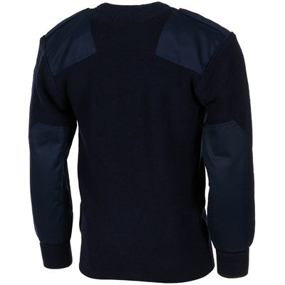 Sweter BW z kieszenią na piersi i naszywkami na ramionach NIEBIESKI