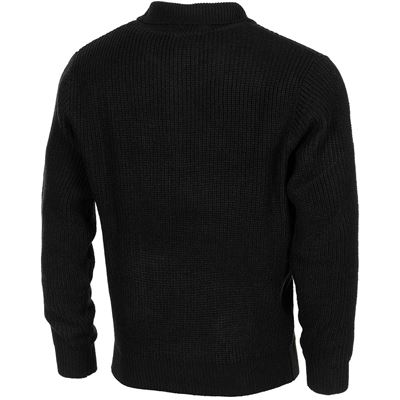 Sweter islandzki TROYER z zamkiem błyskawicznym CZARNY