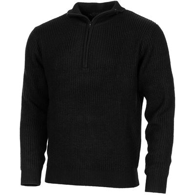 Islandzki sweter TROYER z zamkiem błyskawicznym BLACK