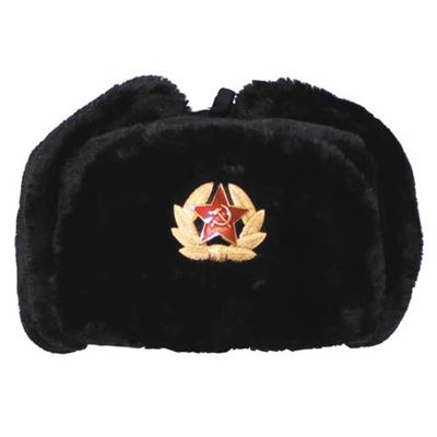 Czapka beranka / czapka rosyjska z herbem CZARNA