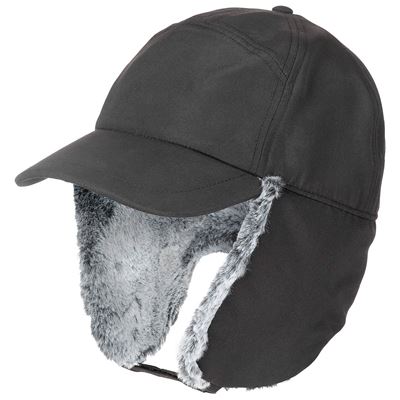 Czapka z daszkiem TRAPPER zimowa BLACK