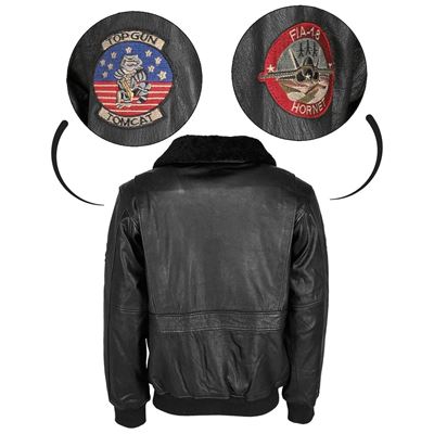 Kurtka skórzana pilotka TOP GUN CZARNA