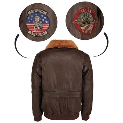 Kurtka skórzana pilotka TOP GUN BRĄZOWA