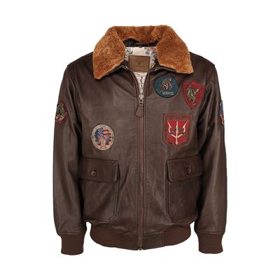 Kurtka skórzana pilotka TOP GUN BRĄZOWA