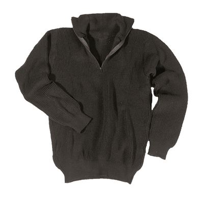 Sweter TROYER ACRYL z kołnierzykiem CZARNY