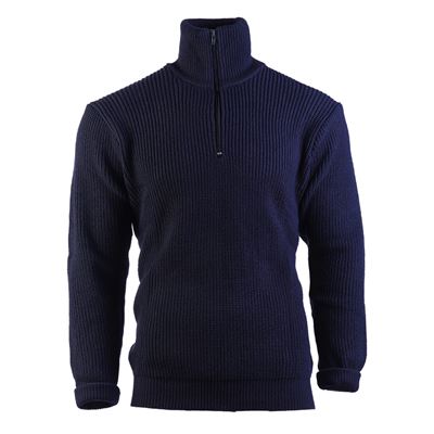 Sweter TROYER ACRYL z kołnierzem NIEBIESKI