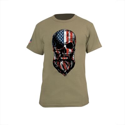 Motyw na koszulce USA brodata czaszka COYOTE BROWN