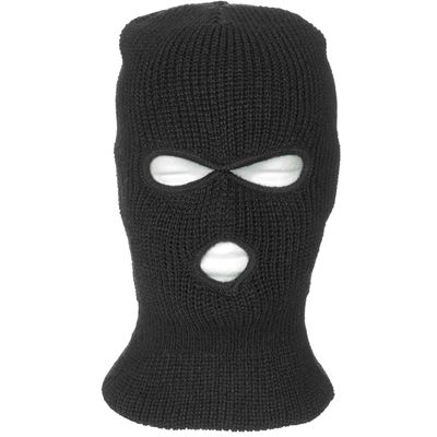 Czapka dzianinowa z 3 otworami, akryl, CZARNA
