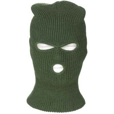 Czapka dziana z 3 otworami, akryl, ZIELONA