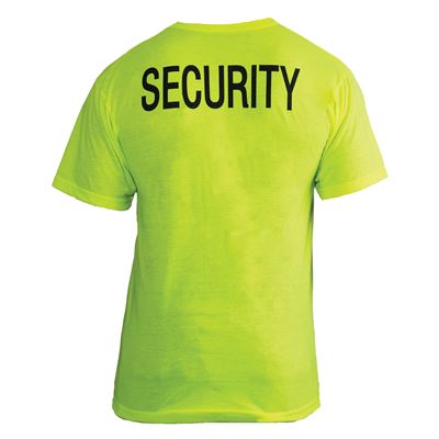 Koszulka z dwoma napisami SECURITY krótki rękaw REFLEX GREEN