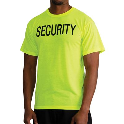 Koszulka z dwoma napisami SECURITY krótki rękaw REFLEX GREEN