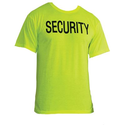 Koszulka z dwoma napisami SECURITY krótki rękaw REFLEX GREEN