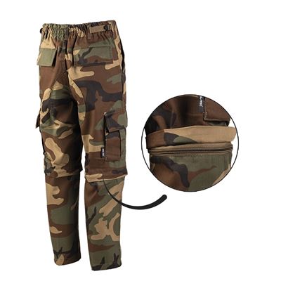 Spodnie dziecięce US BDU ZIP-OFF WOODLAND