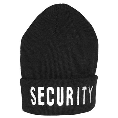 Czapka dziana z napisem „SECURITY” POLIACRYL CZARNA