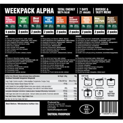 Odwodniona żywność 21 porcji TACTICAL FOODPACK® Weekpack Alpha