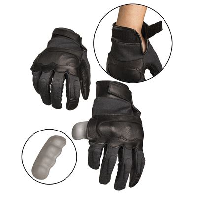 Rękawice TACTICAL skóra/aramid BLACK