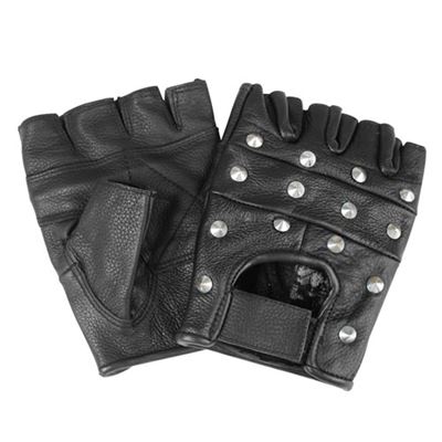 Rękawiczki bez palców BIKER z nitami BLACK