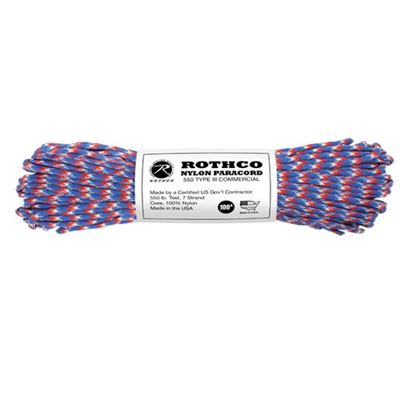 Linka PARACORD nylon 550LB ø 4 mm / 30 m NIEBIESKO-CZERWONO-BIAŁA