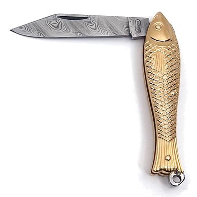 Nóż do ryb DAMASCUS STEEL rękojeść GILDED BRASS