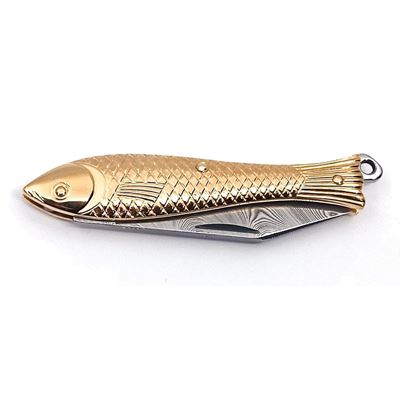 Nóż do ryb DAMASCUS STEEL rękojeść GILDED BRASS