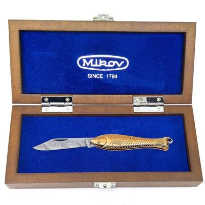 Nóż do ryb DAMASCUS STEEL rękojeść GILDED BRASS