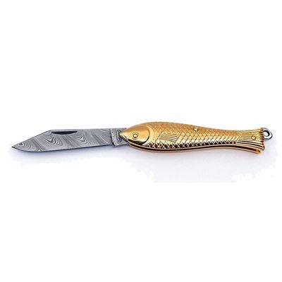 Nóż do ryb DAMASCUS STEEL rękojeść GILDED BRASS