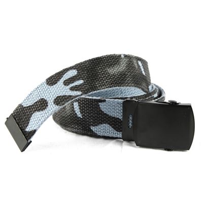 Amerykański pasek do spodni z czarną klamrą SKY BLUE CAMO