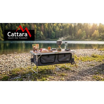 Składany stół kempingowy – blat z imitacji drewna Cattara 13481 3