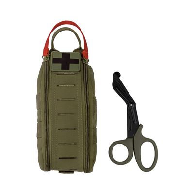 Etui medyczne IFAK z zamkiem błyskawicznym LASER CUT MOLLE wraz z nożyczkami ZIELONE