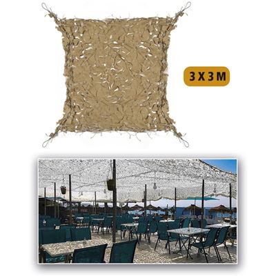 Siatka z tworzywa sztucznego z linką stalową DESERT SAND 3x3 m