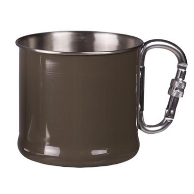 Kubek ze stali nierdzewnej 500ml z karabińczykiem GREEN