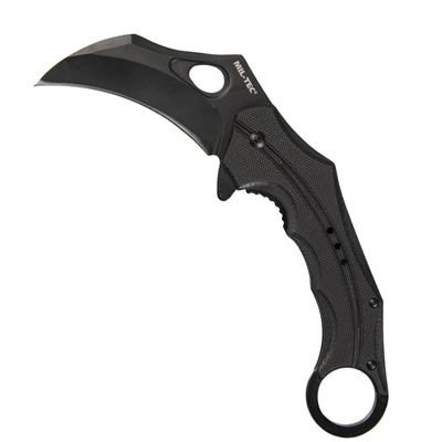 Nóż składany G10 KARAMBIT gładkie ostrze CZARNY