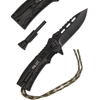 Nóż składany ONE-HAND PARACORD WOOD z krzesiwem