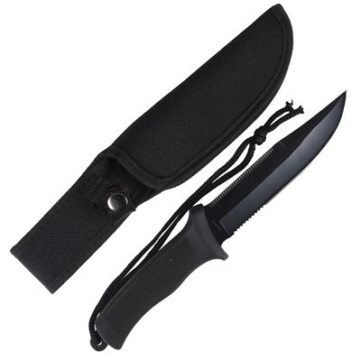 Nóż bojowy z pokrowcem CORDURA CZARNY