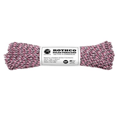 Linka PARACORD nylon 550LB ø 4 mm / 30 m PINK CAMO