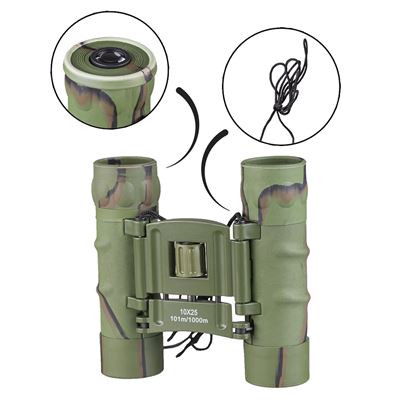 Lornetka 10x25 GEN II gumowana z futerałem w kamuflażu