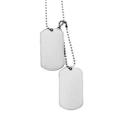 Znaczki identyfikacyjne USA "DOG TAG" bez pieczęci SREBRNE