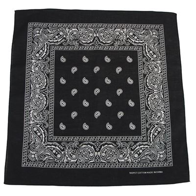 Chusta BANDANA 55x55 cm CZARNA/BIAŁA