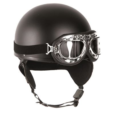 Kask motocyklowy RETRO z goglami BLACK