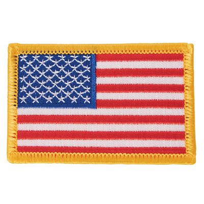 Naszywka z flagą USA 5 x 7,5 cm, kolorowa, z żółtym brzegiem