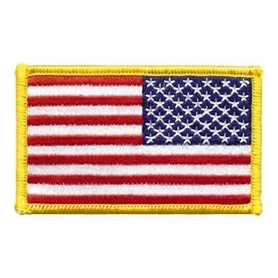 Naszywka z flagą USA, kolorowa, odwrócona, 5 x 7,5 cm