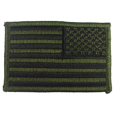 Naszywka z flagą USA, odwrotna, 5 x 7,5 cm, ZIELONO-CZARNA