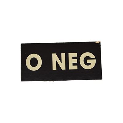 Plaster na grupę krwi IFF IR VELCRO 0 NEG BLACK